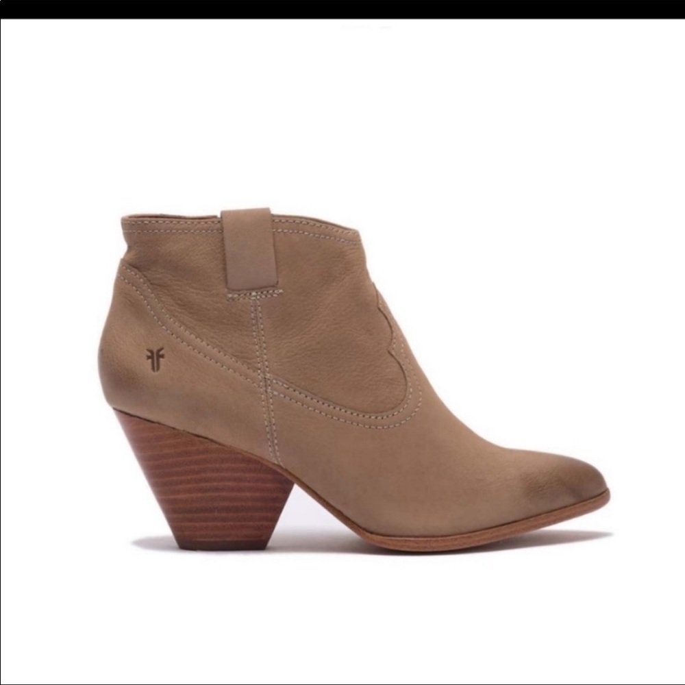 Frye brown western leather booties with burnished toe